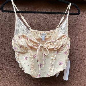 NWT UO Farrah Sheer Lace Corset Cami